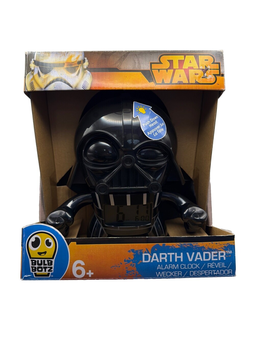 Star Wars Darth Vader Alarm Clock Lights Up BRAND NEW IN BOX Bulb Botz